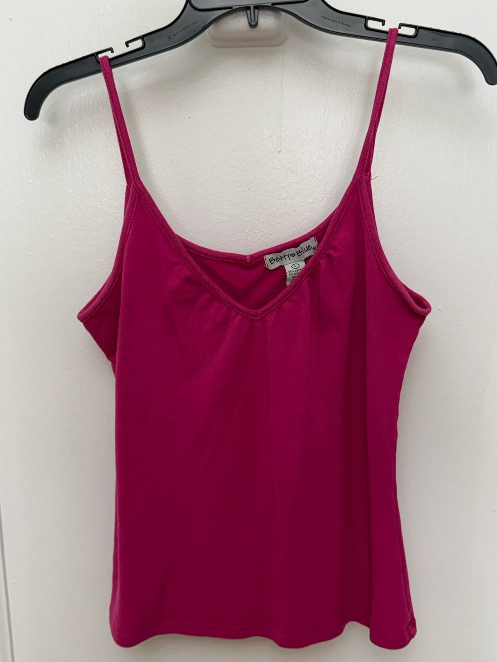 Vintage Fuchsia Pink Spaghetti Strap V Neck Tank Top Size Large